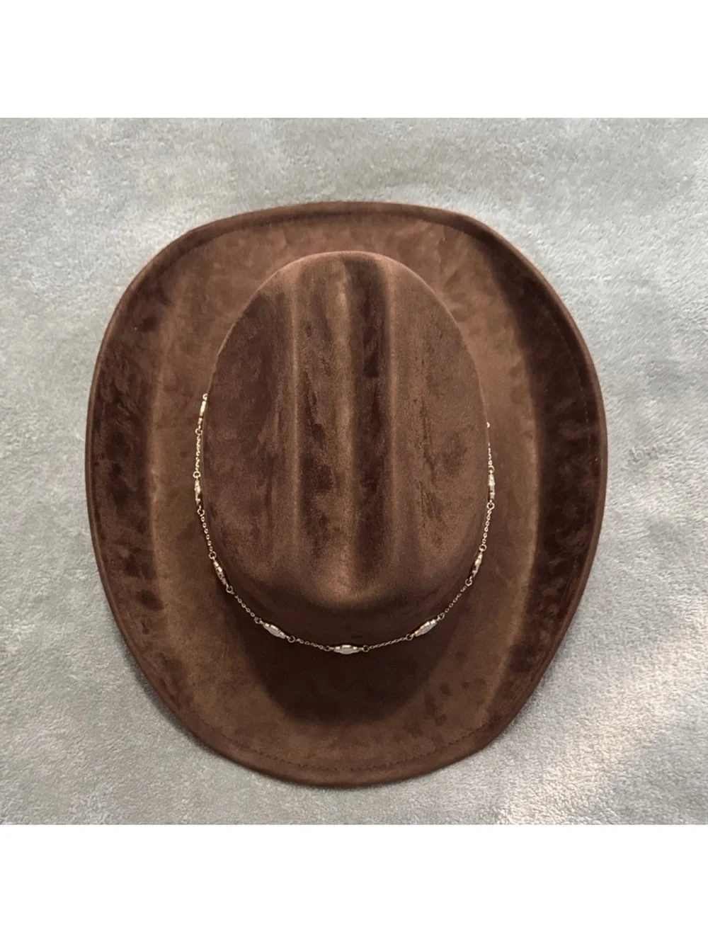 Altar’d State Brown Western Cowboy Hat with Decorative Chain